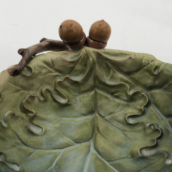 Takahashi San Francisco Porcelain Hand Painted Bowl Oak Leaves Acorns Green 6" - Picture 10 of 12